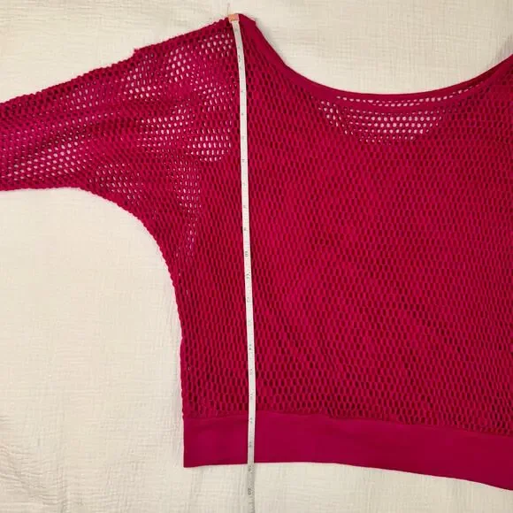 VTG 80s Off-Shoulder Top Hot Pink Women's Medium Workout Retro Y2K Barbie Party - Picture 4 of 16